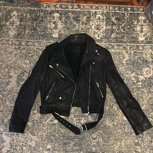 Club Monaco Collection Black Leather motorbike jacket